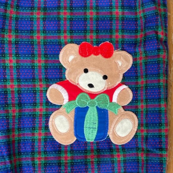 Vintage Girls Overalls Jumpsuit Size 2T 1980s Embroidered Teddy Bear Plaid Jumpe - Picture 3 of 4